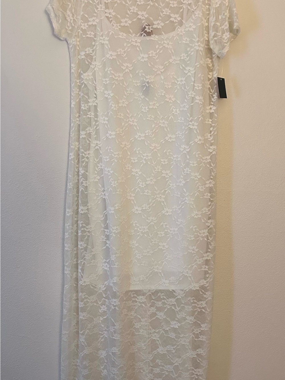 Sheer Lace Maxi Wild and Fable Dress in White/Cream